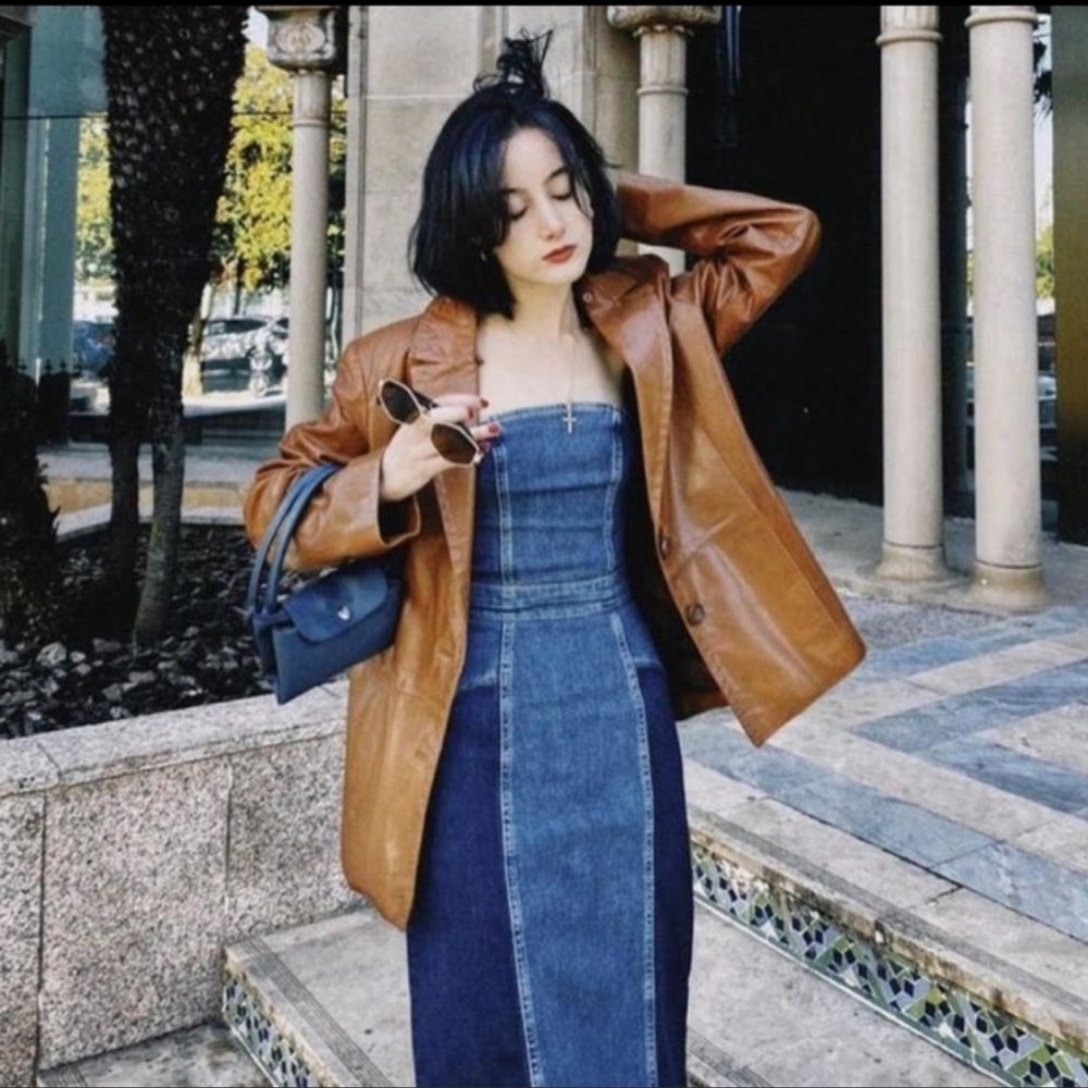 Zara Blue Denim Strapless Dress - Picture 8 of 16